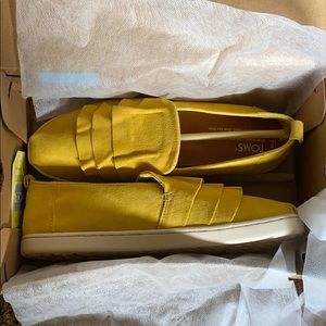 TOMS suede mustard deconstructed alpargata slip-on